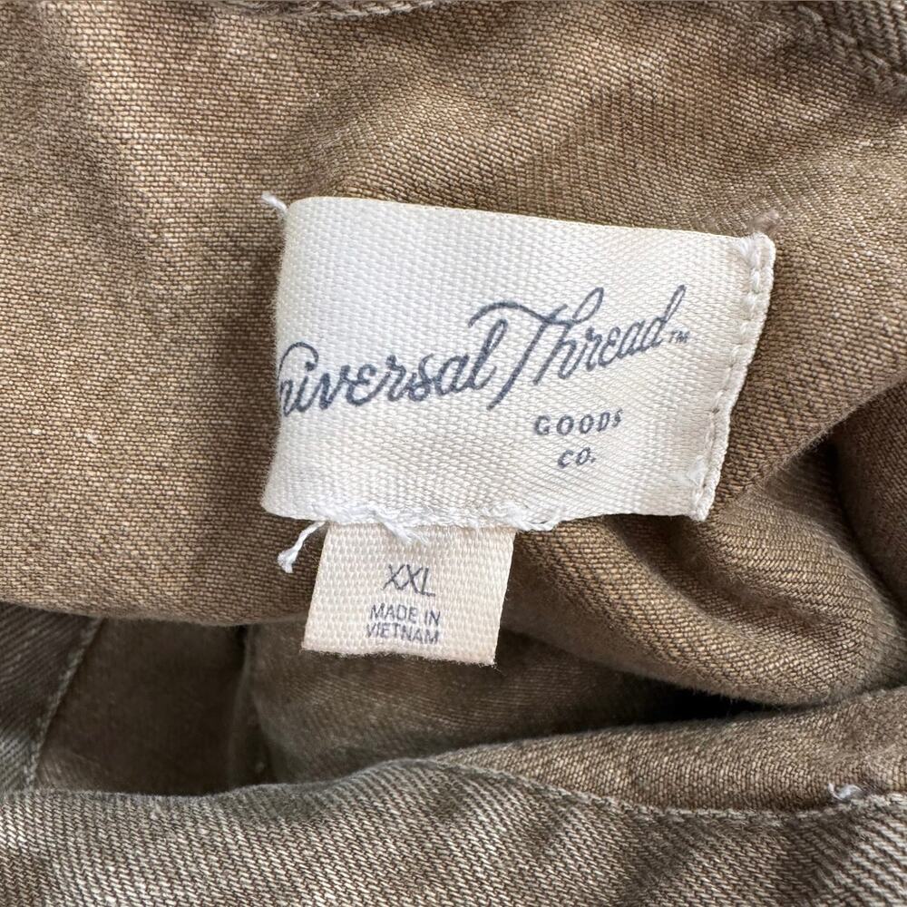 universal thread green washed denim button up jea… - image 4